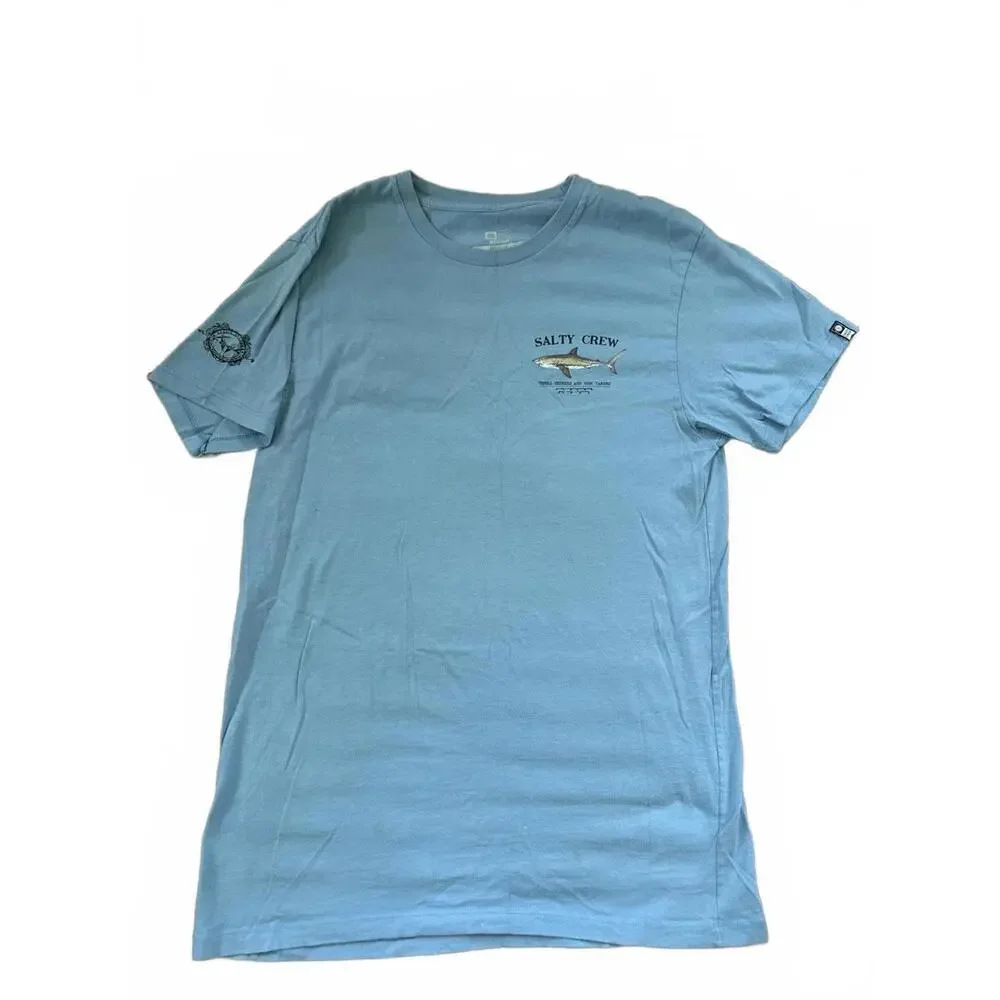 Salty Crew Men's T-Shirt - Light Blue Shark Graphic Size M - Picture 2 of 4